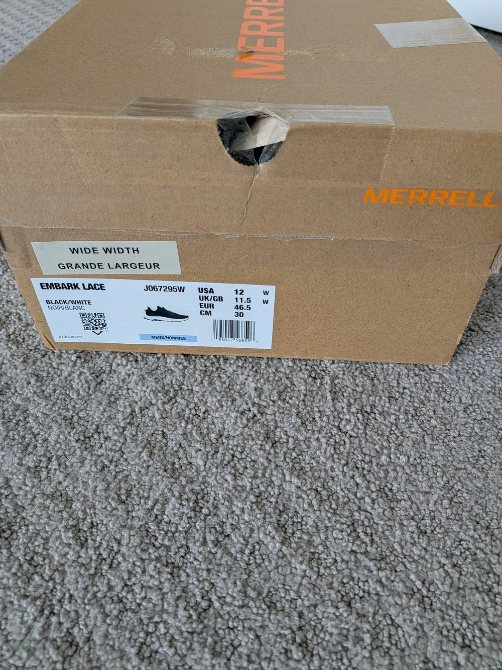Merrell Men's Embark Black Knit Athletic Sneakers NWT Size 12W